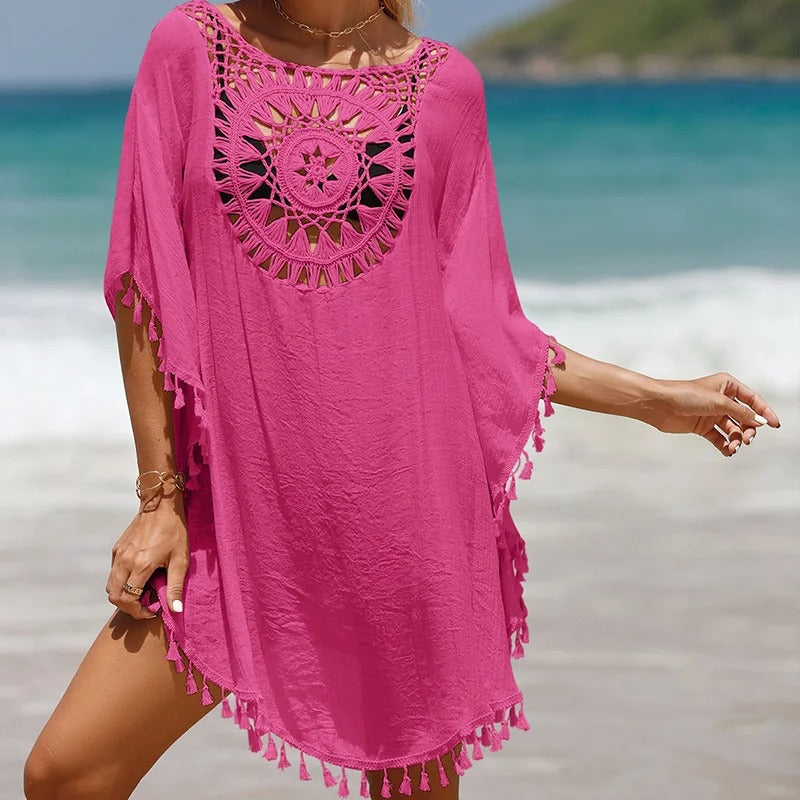 Boho-Strandkleid mit Häkelmuster