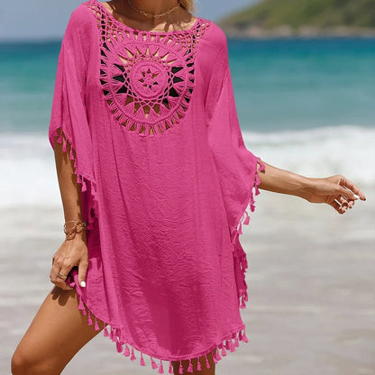 Boho-Strandkleid mit Häkelmuster