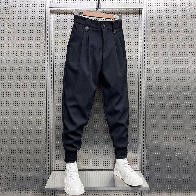 Wynter | Zwarte geplooide harembroek voor heren, joggingbroek met relaxte pasvorm