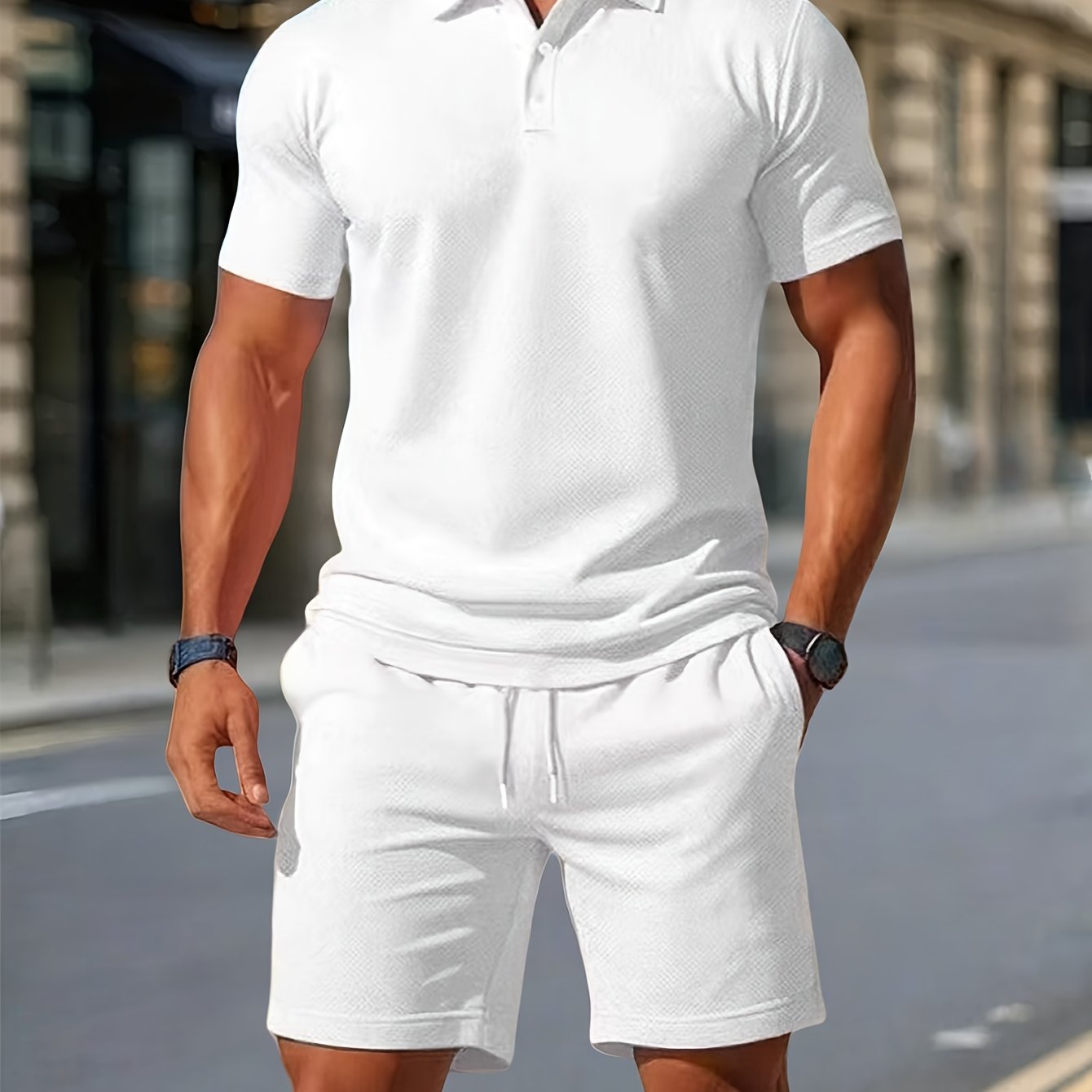 Declan | Textured Polo Shirt and Shorts Set