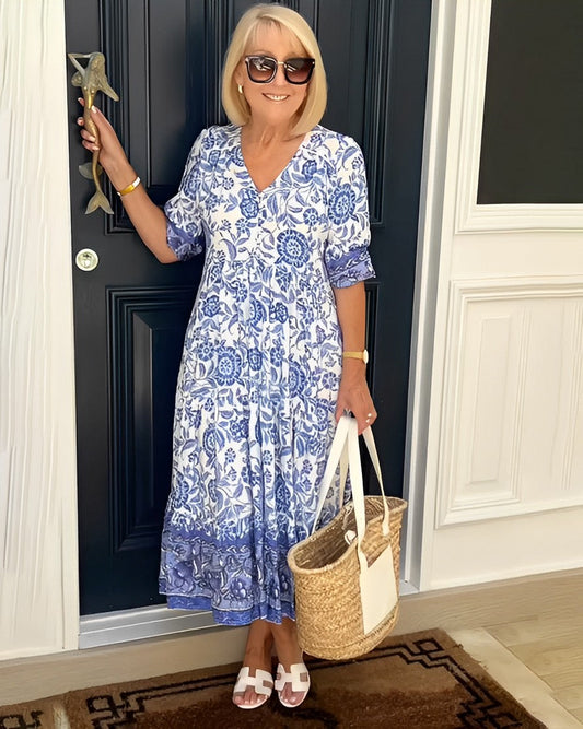 Keisha | Robe florale élégante à col en V
