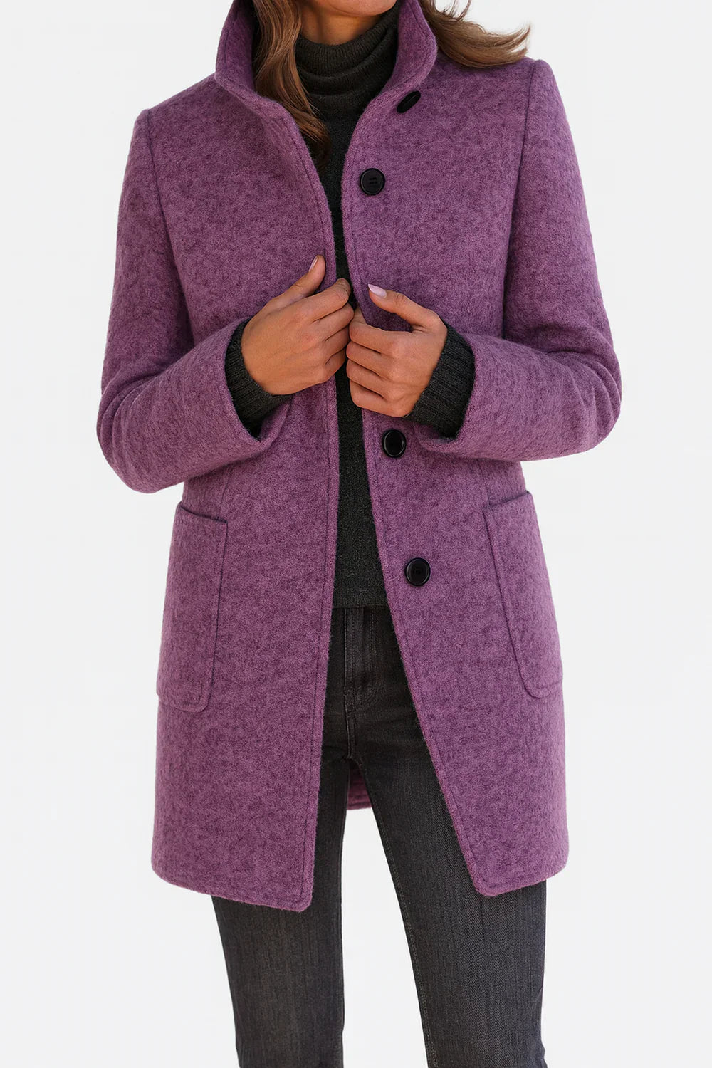 Arvey - Elegant mid-length wool coat with high collar
