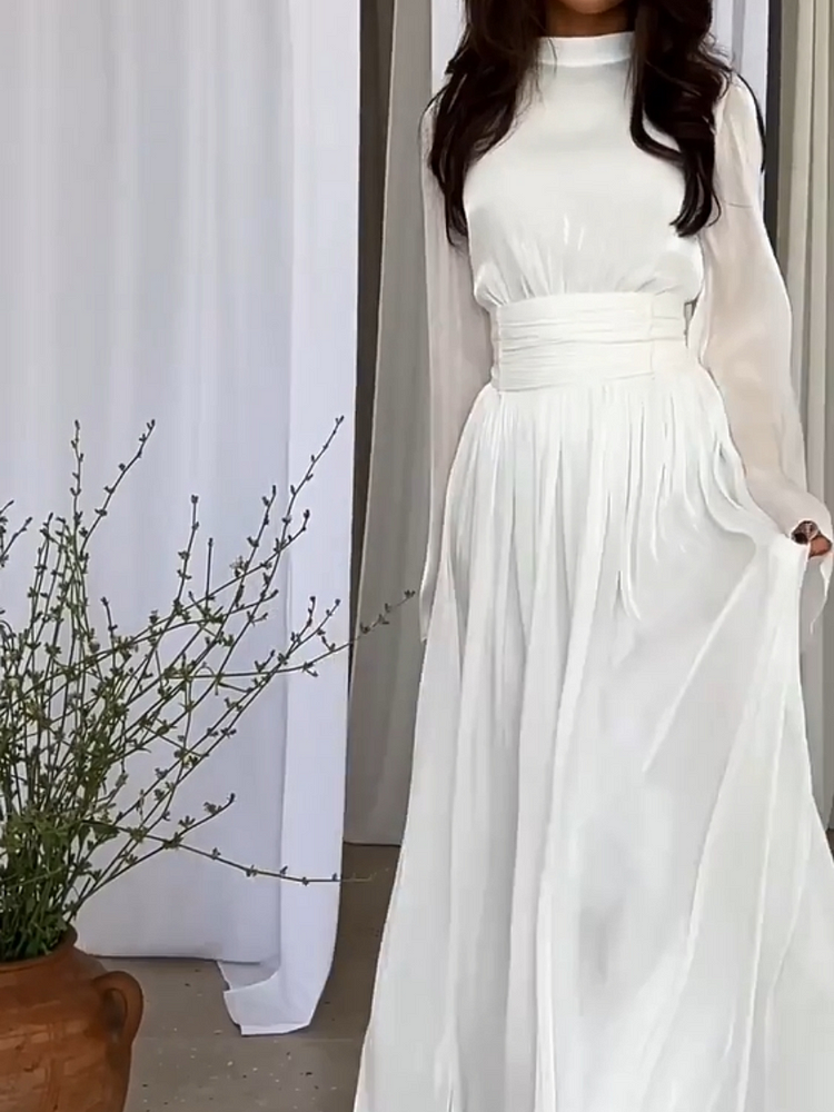 Herbstliches Fantasievolles Maxikleid mit Fließendem Schnitt – Valentina
