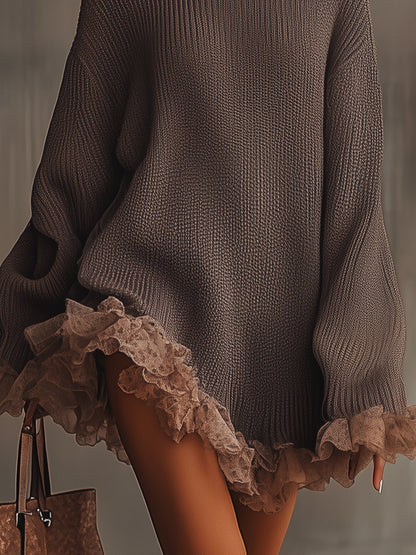 Schickes Strickkleid mit Rüschen