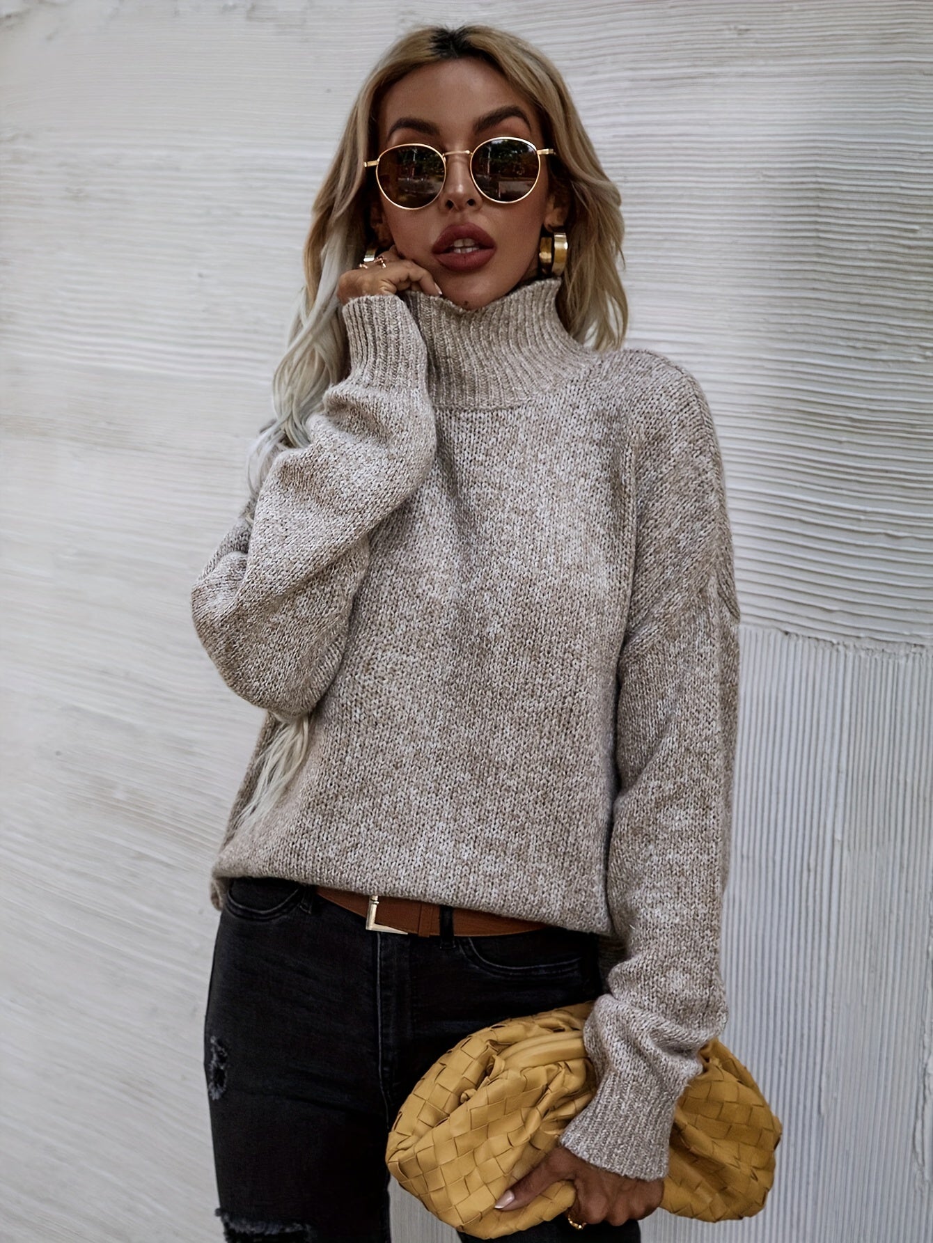 Women's Loose Knit Turtleneck Sweater for Stylish Comfort