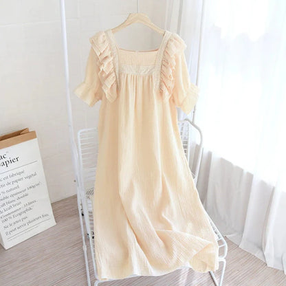 Women’s Cotton Short-Sleeve Nightdress – Soft Comfortable Sleepwear