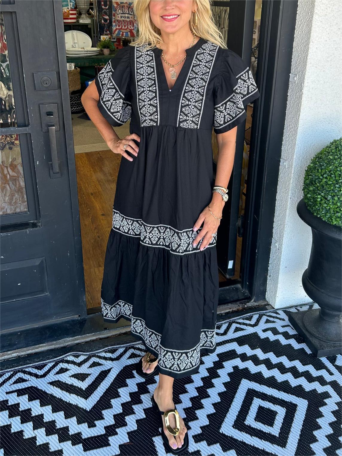 Rachel | Women’s Summer Boho V Neck Midi Dress