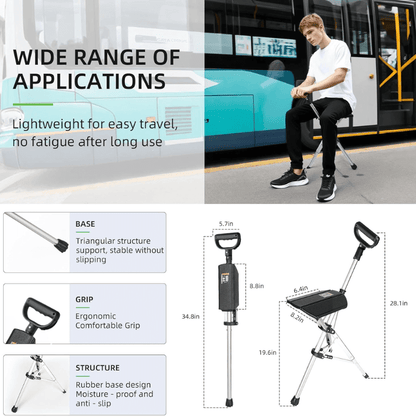 2-IN-1 Folding Walking Stick with Seat 7