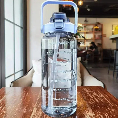 2-Liter-Trinkflasche mit Strohhalm & Zeitmarkierung – BPA-frei, Auslaufsicher Zorenza