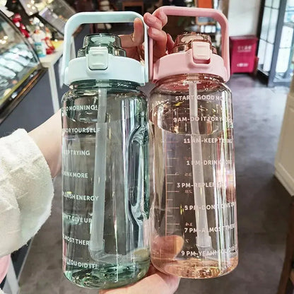 2-Liter-Trinkflasche mit Strohhalm & Zeitmarkierung – BPA-frei, Auslaufsicher Zorenza
