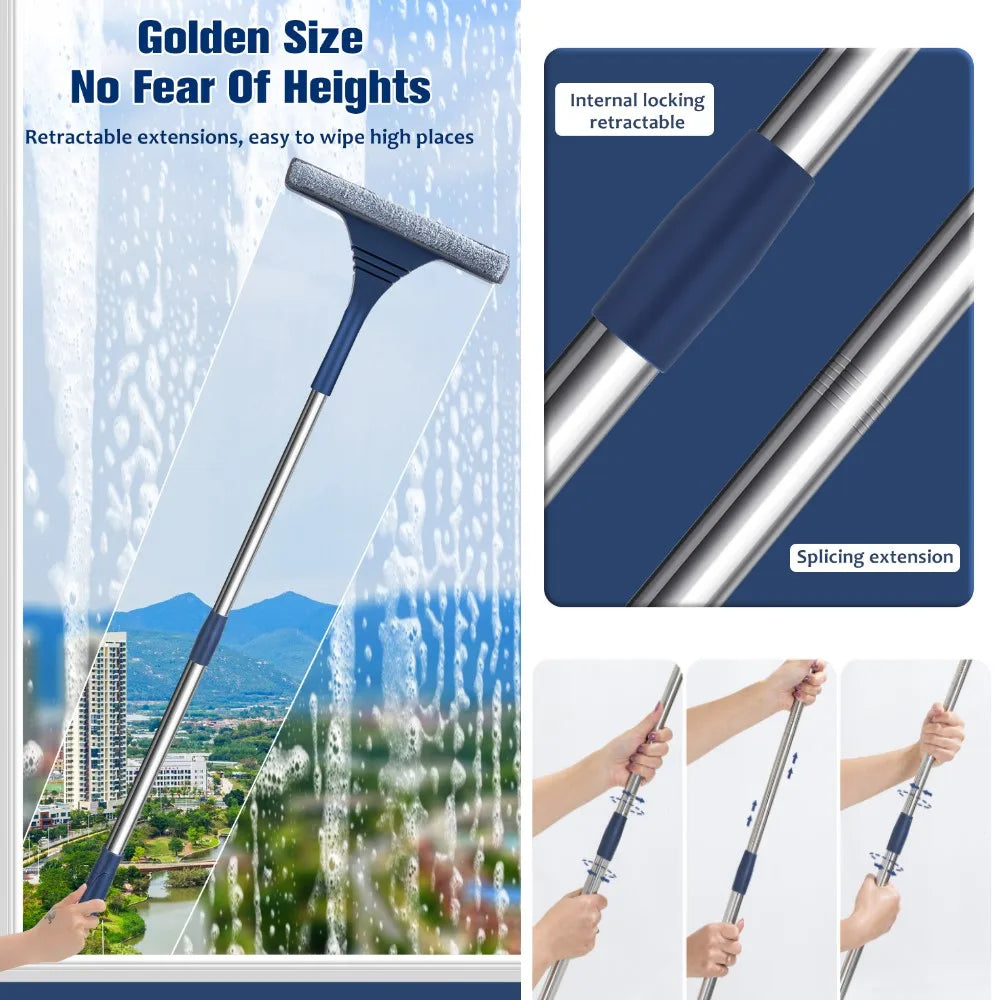 2‑in‑1 Window Mesh and Glass Cleaning Squeegee – Telescopic Handle – Buy 1, Get 1 Free-4 Section-State of Style