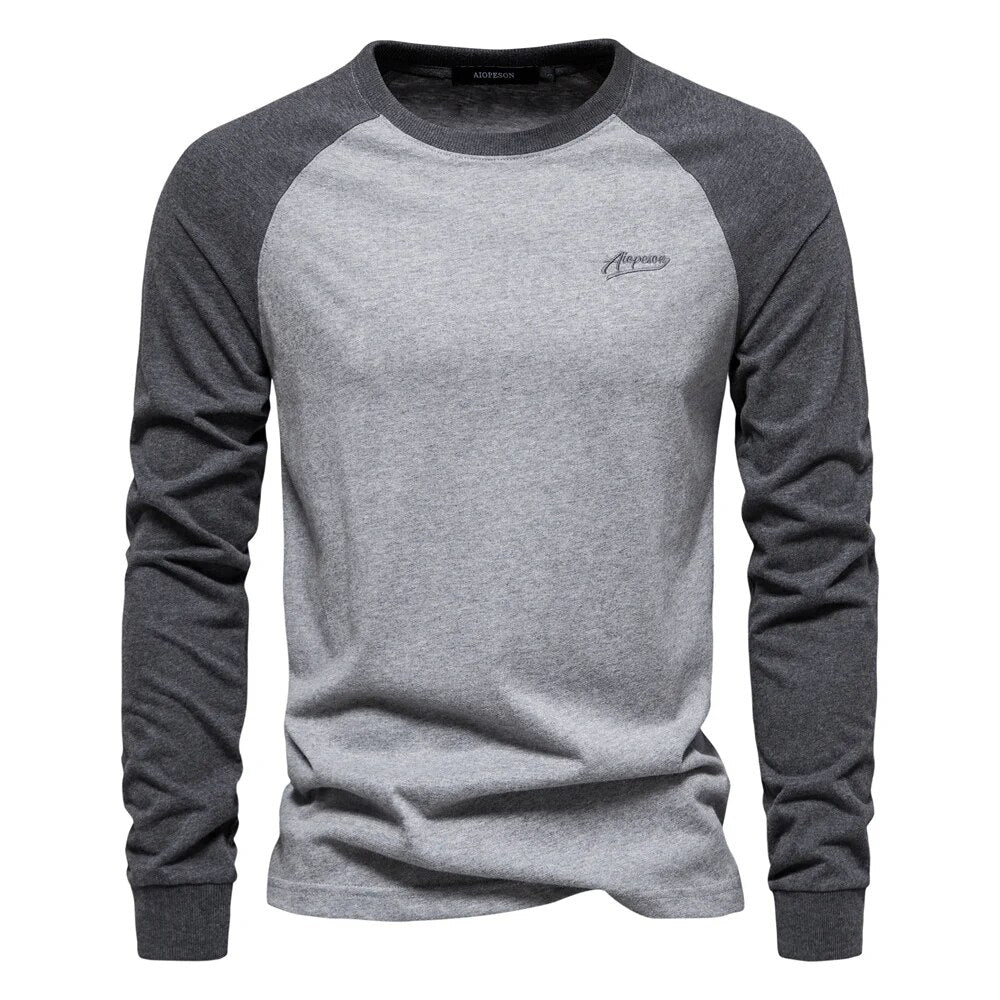 Tom Hollinger | Herren Langarmshirt mit Patchwork und Rundhalsausschnitt
