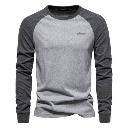 Tom Hollinger | Herren Langarmshirt mit Patchwork und Rundhalsausschnitt