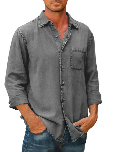 Camicia casual in denim da uomo