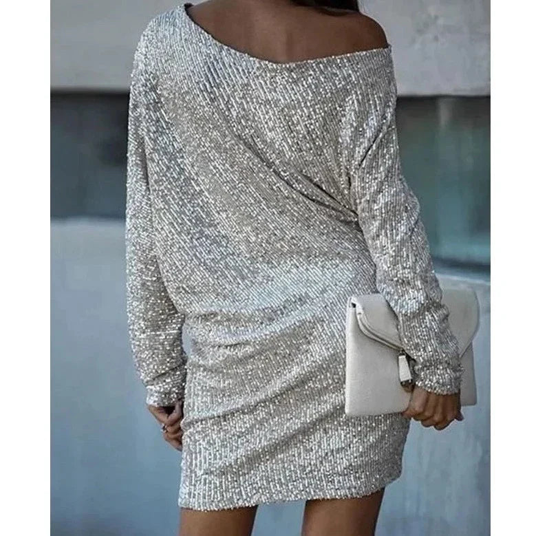 Damen-Partykleid aus Polyester mit Pailletten