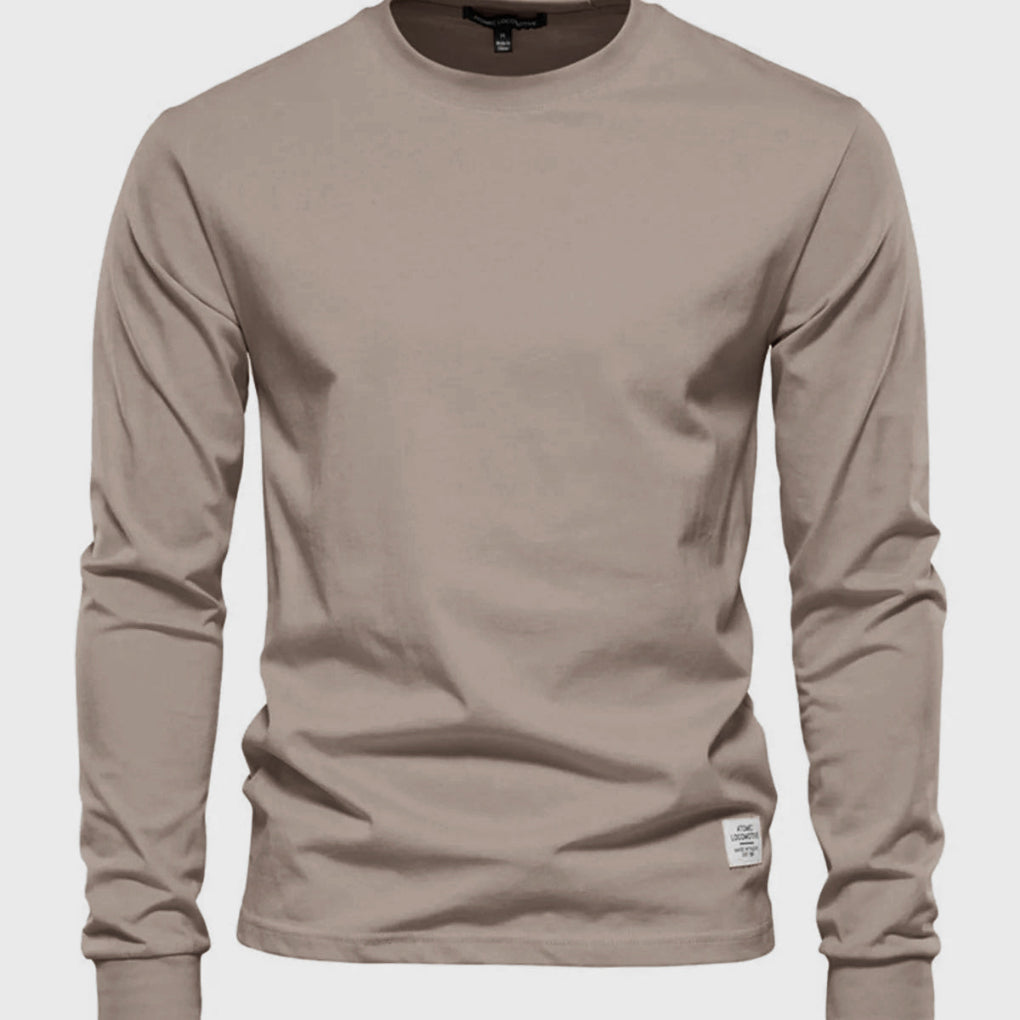 Men’s Long Sleeve Cotton Crew Neck Casual Top