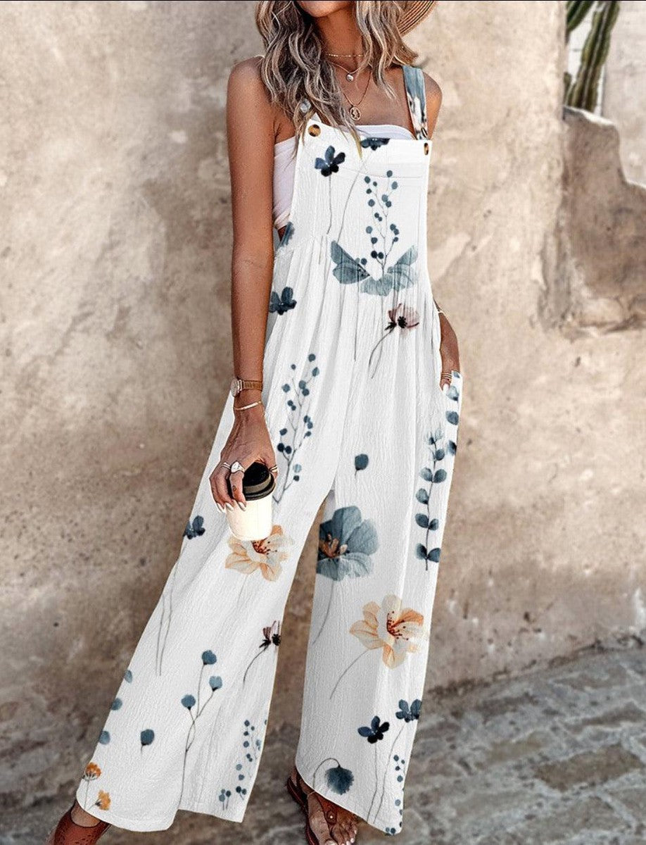 Daisy | Damen Overall mit floralem Druck, weit geschnitten, ärmellos