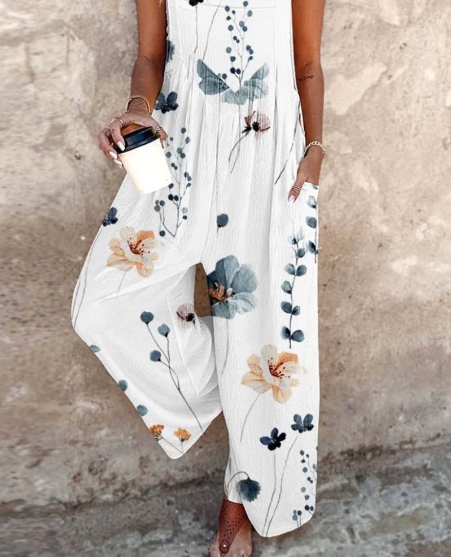 Daisy | Damen Overall mit floralem Druck, weit geschnitten, ärmellos
