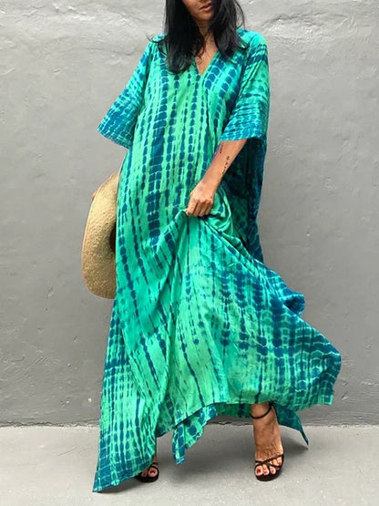 Women’s Caftan Printed Flowing Relaxed Fit Summer Maxi Dress