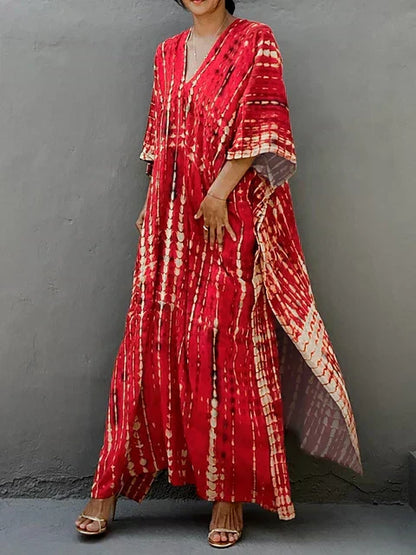 Women’s Caftan Printed Flowing Relaxed Fit Summer Maxi Dress