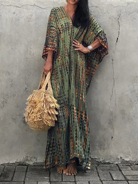 Women’s Caftan Printed Flowing Relaxed Fit Summer Maxi Dress