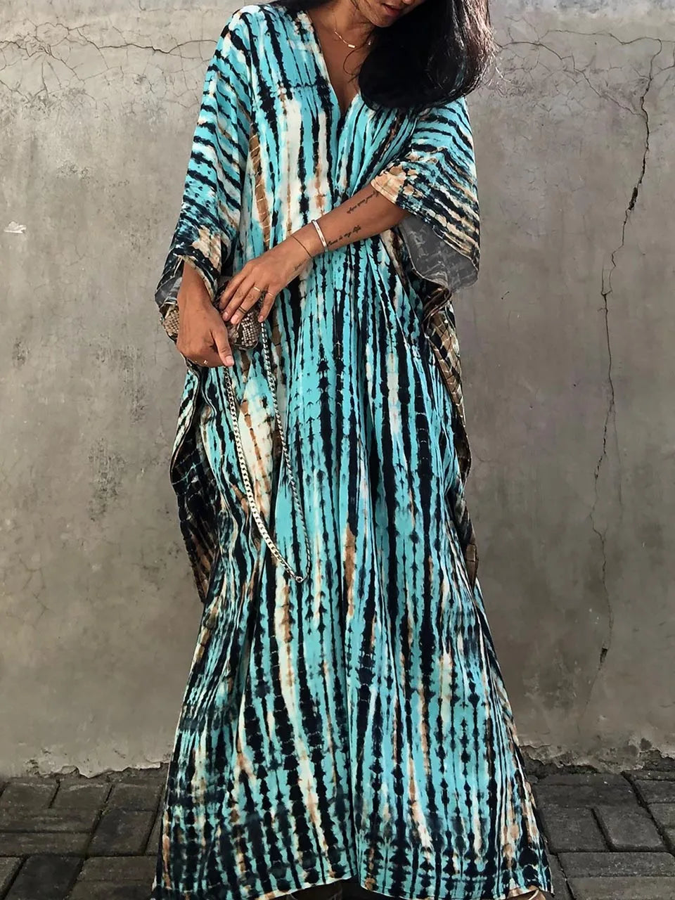 Velora  - Printed Kaftan Maxi Dress