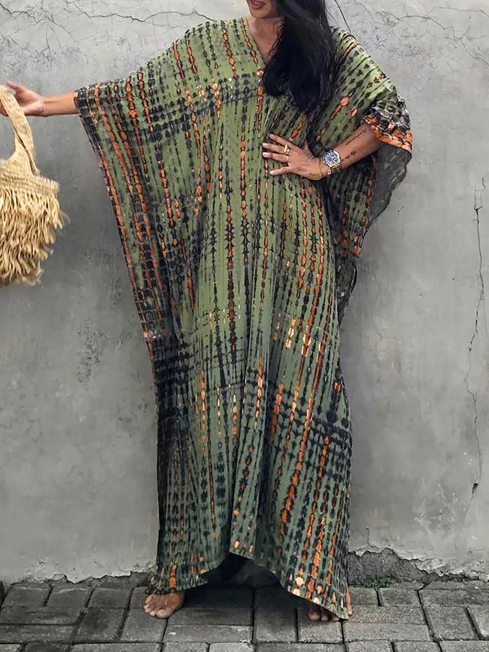 Velora  - Printed Kaftan Maxi Dress