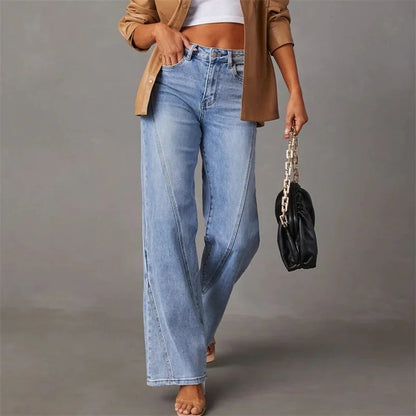 Jean droit taille haute femme coupe décontractée