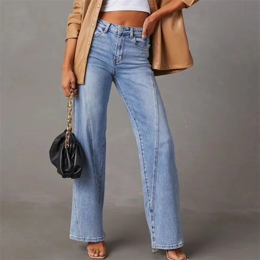 Jean droit taille haute femme coupe décontractée