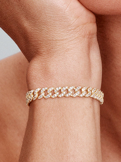 Pave Cuban Bracelet with Gemstone Accents for events and Daily Wear