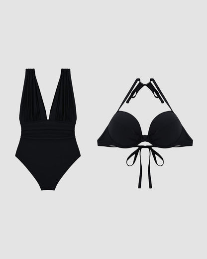 Gabrielle - Maillot de Bain Sculptant de Luxe avec Décolleté V Profond