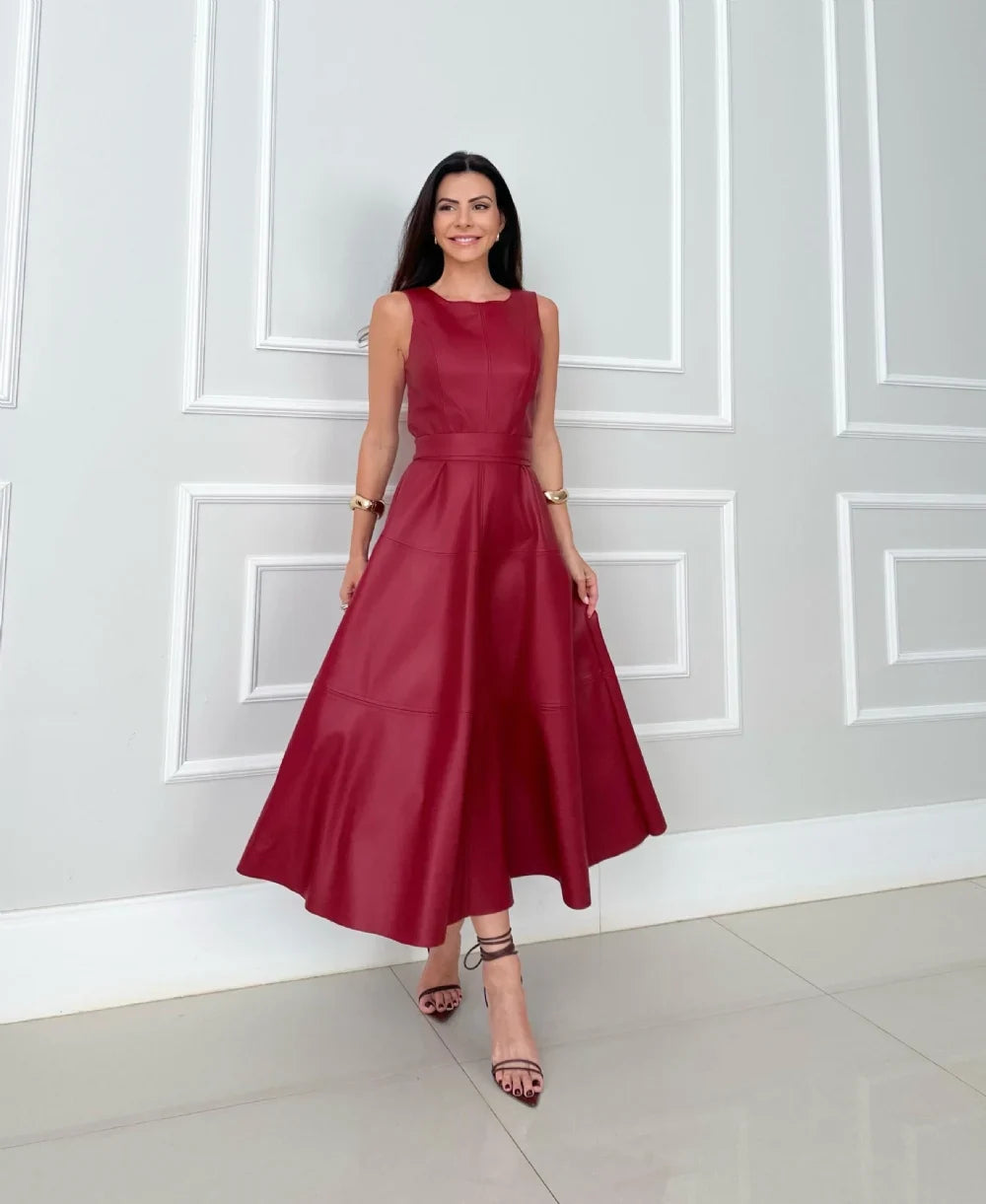 Bnita – Ärmelloses Midikleid Aus Kunstleder