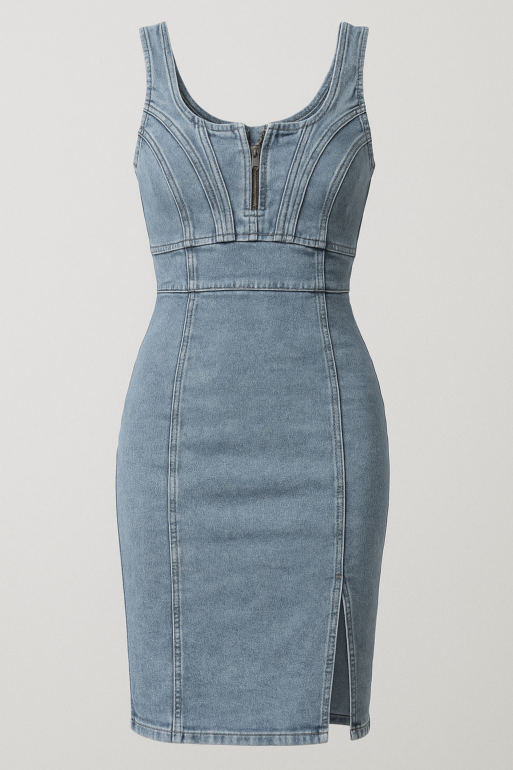 Figi su Denim Midi Dress con Spacco e Vintage-Perception Donna - Blu - casual Dresses & Jumpsuits Midi Dresses New Arrivals Spring/Summer Women - Concept Palermo