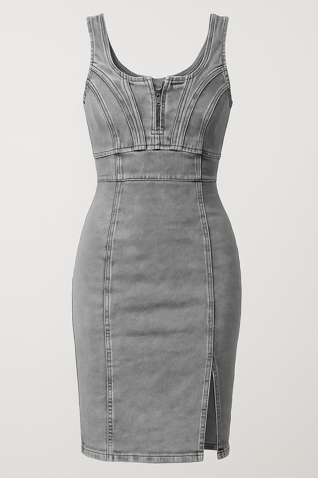 Figi su Denim Midi Dress con Spacco e Vintage-Perception Donna - Grigio - casual Dresses & Jumpsuits Midi Dresses New Arrivals Spring/Summer Women - Concept Palermo
