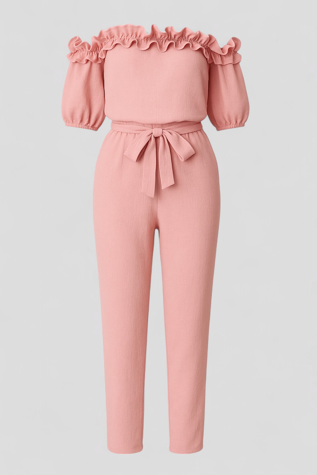 Kombinezon con Maniche a Volant - Rosa - abbigliamento estivo abito comodo capo alla moda kombinezon elegante look romantico maniche a volant outfit serale stile e comfort versatilità moda vestiti femminili - Concept Palermo