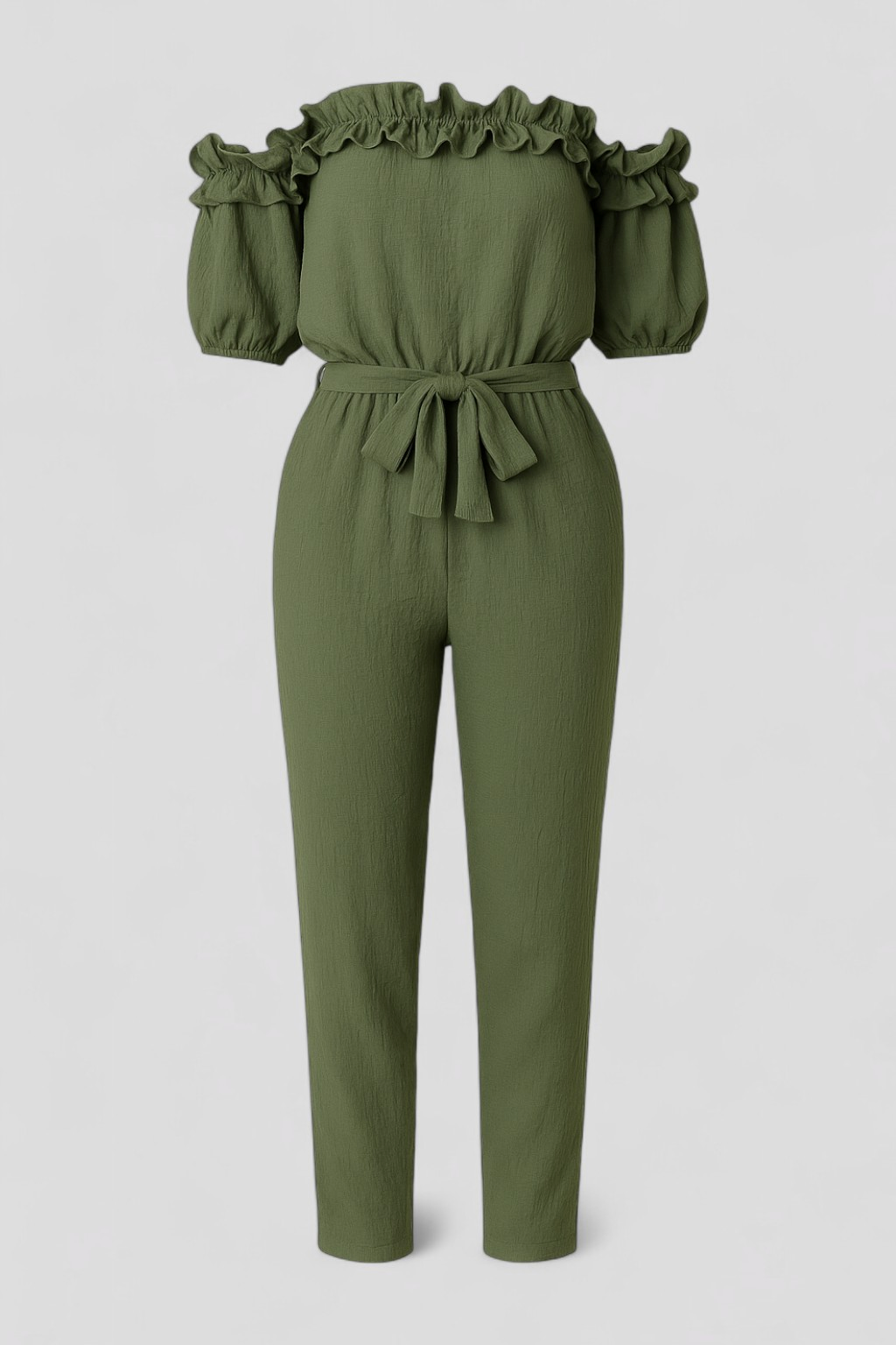 Kombinezon con Maniche a Volant - Verde - abbigliamento estivo abito comodo capo alla moda kombinezon elegante look romantico maniche a volant outfit serale stile e comfort versatilità moda vestiti femminili - Concept Palermo