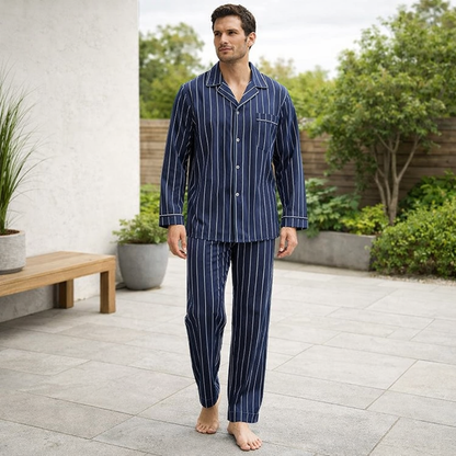 Men’s Button-Up Pyjama Set Soft Breathable
