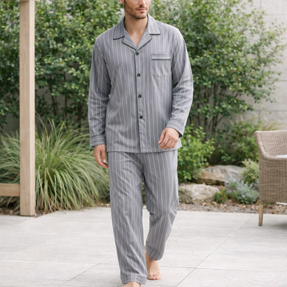 Men’s Button-Up Pyjama Set Soft Breathable