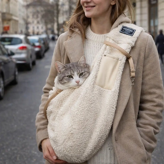 Katzen Tragetasche Winter | Warme Schulter-Transporttasche