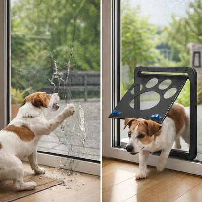 Hundeklappe für Fliegengitter mit Magnet | Sicher & abschließbar