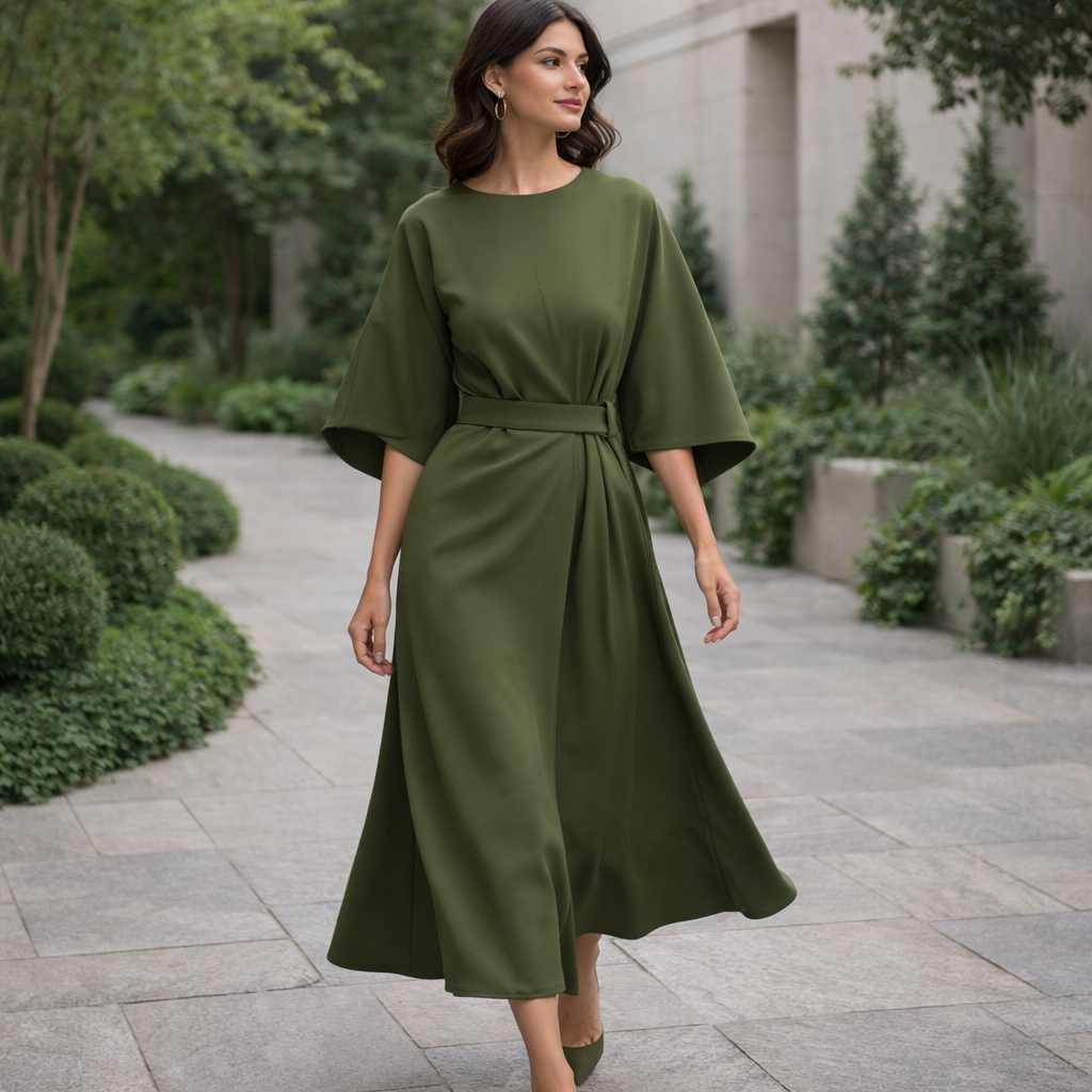 Robe Midi Élégante Paulien | Style Ceinturé et Intemporel