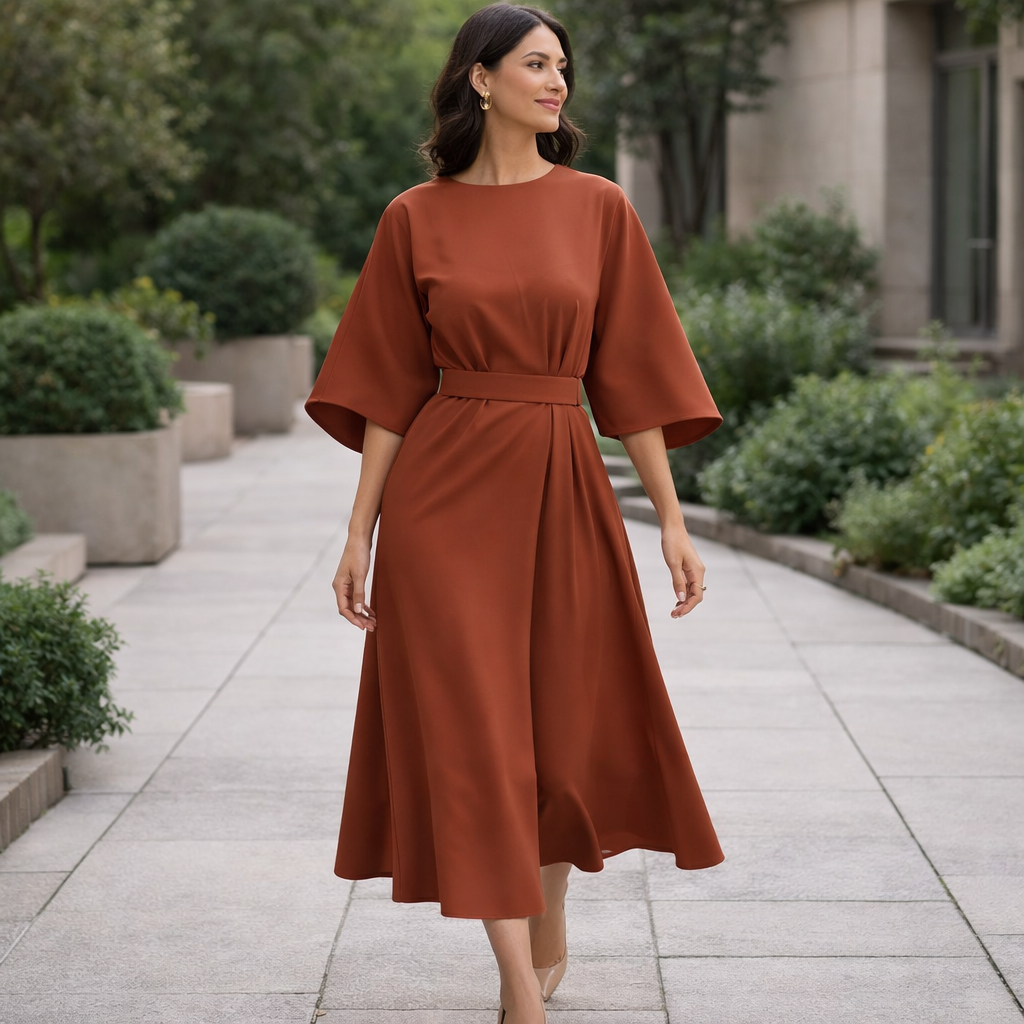 Robe Midi Élégante Paulien | Style Ceinturé et Intemporel