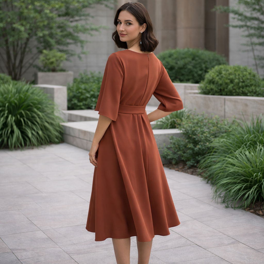 Robe Midi Élégante Paulien | Style Ceinturé et Intemporel