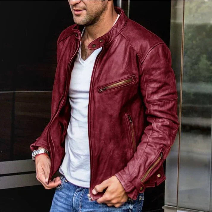 Veste de motard en cuir de haute qualité pour hommes