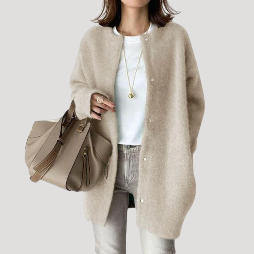 Amelia - Women's cozy wool cardigan long knitwear