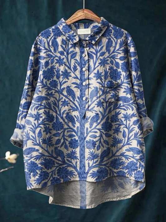 Isabel | Camisa Casual Vintage de Arte Floral Indio para Mujeres