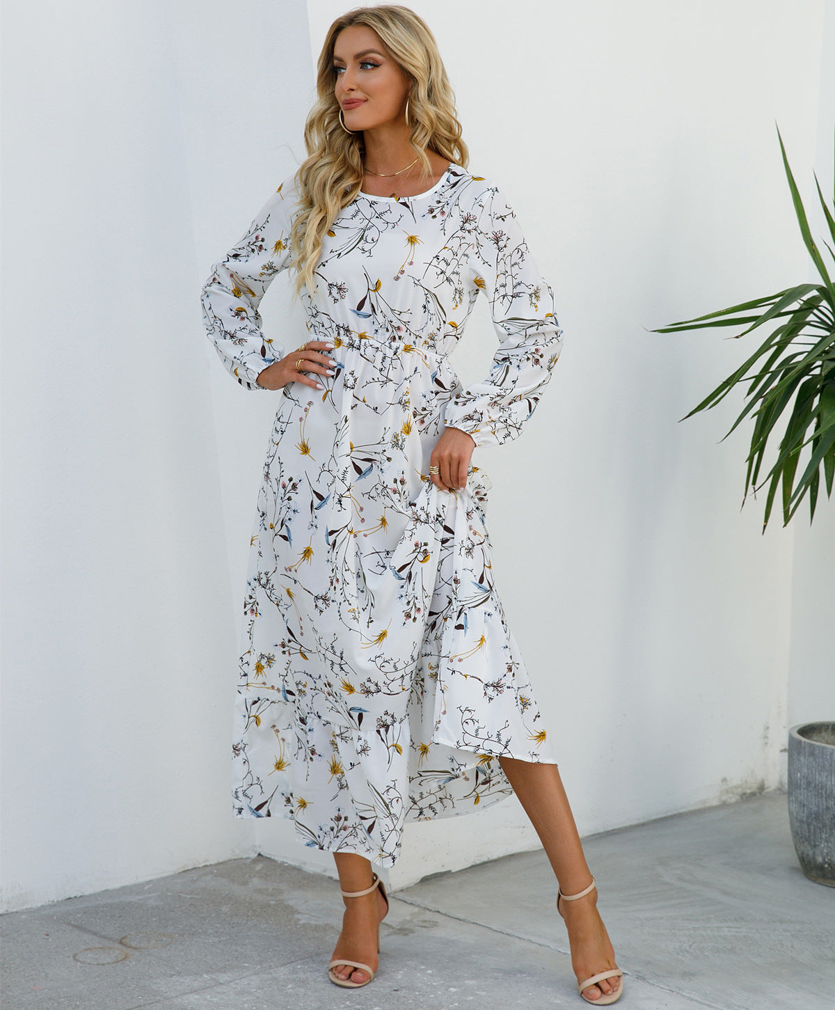 Robe Fleurie Polyvalente en Mousseline pour Femme – Style Élégant à Col Rond