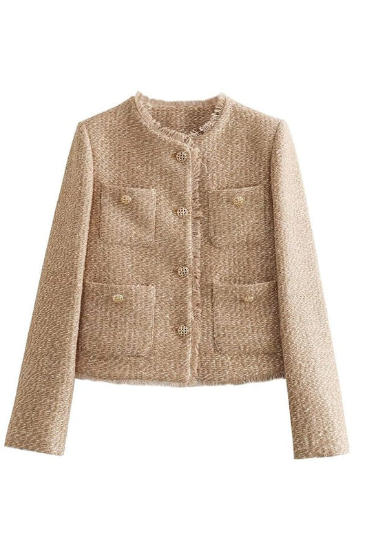 Evie - Round Neck Buttoned Blazer