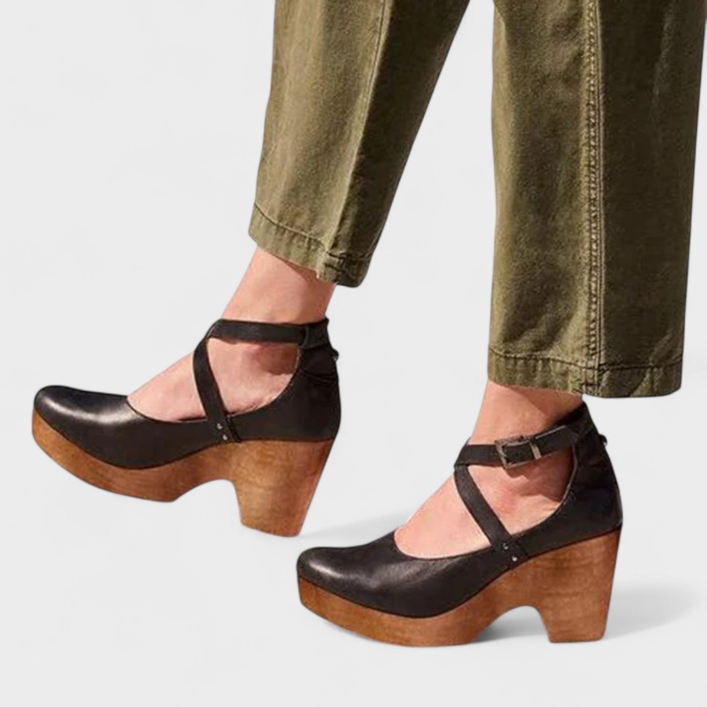 Carlota - Sapatos de Plataforma com Tira Cruzada