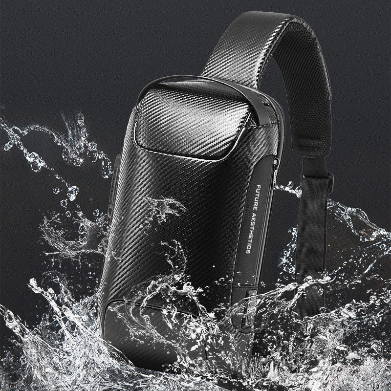 Men's Carbon Brazing Waterproof Crossbody Bag